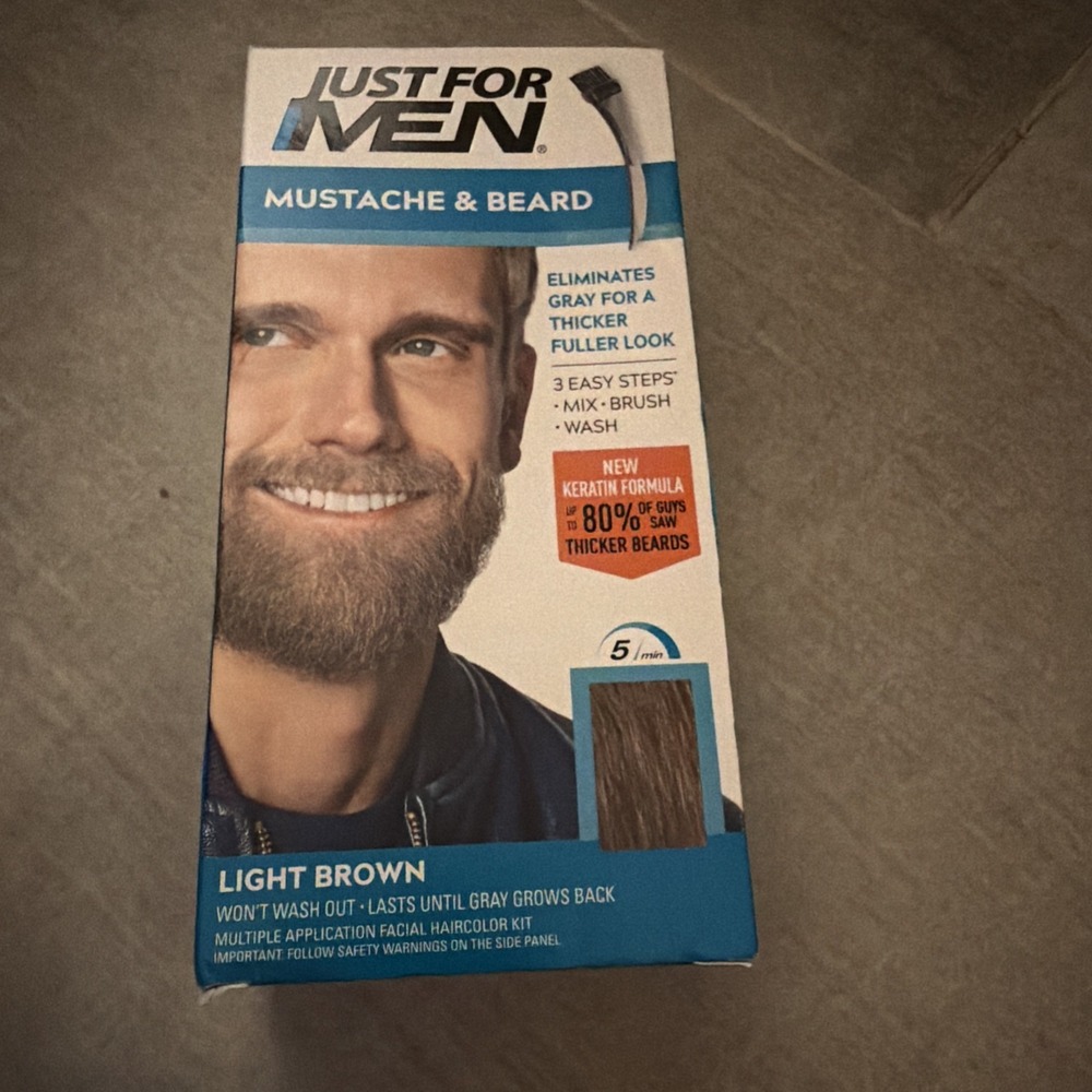 Just For Men MUSTACHE & BEARD Easy Brush In Color LIGHT BROWN M-25 Brand New